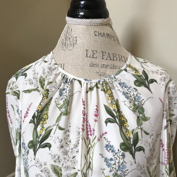 NWT Charlotte Brody Double Ruffle Blouse Top Shirt Womens Large White Floral NEW - Picture 6 of 12